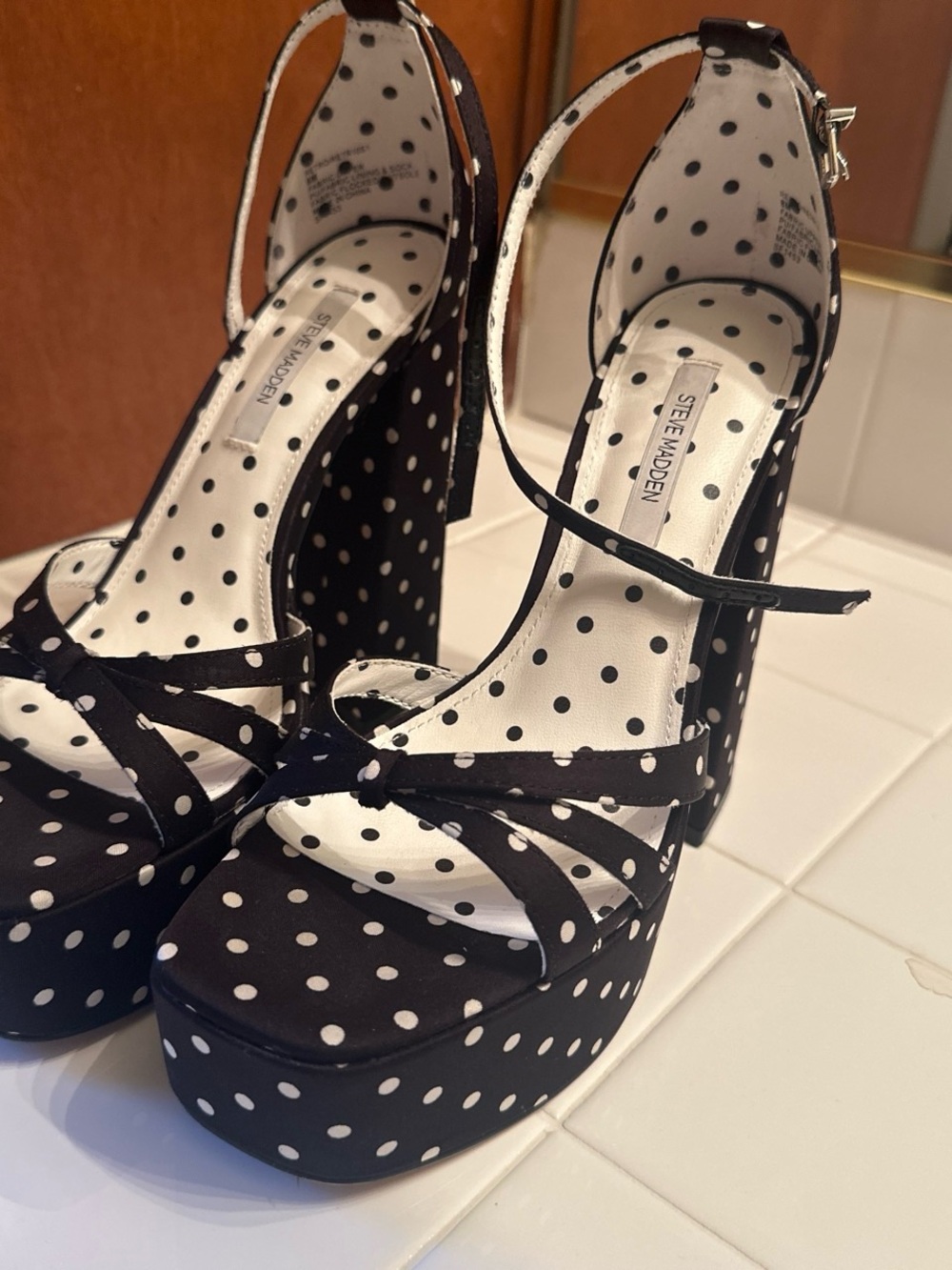 Steve Madden Black and White Polka Dot Platform Heels